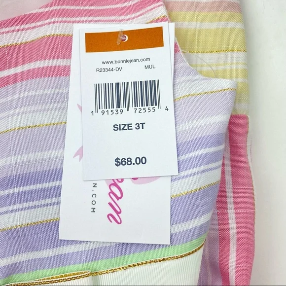 BONNIE JEAN Toddler Little Girls Striped Linen Spring Dress NWT - Picture 10 of 12